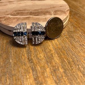 Jackie Kennedy JBK Silver and Crystal Pierced Earrings
Simulated Sapphires